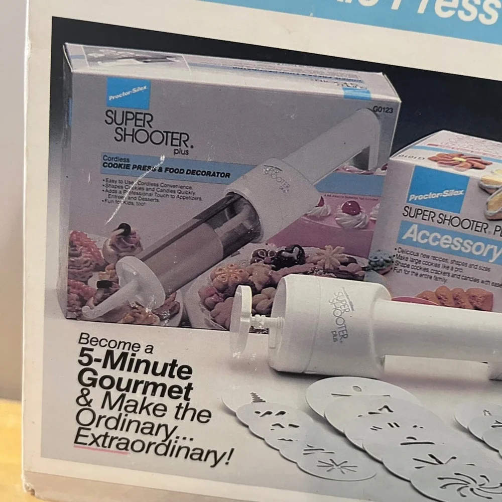 Vtg Proctor‎ Silex Super Shooter Plus GC702 Cordless Cookie Press Combo Pack